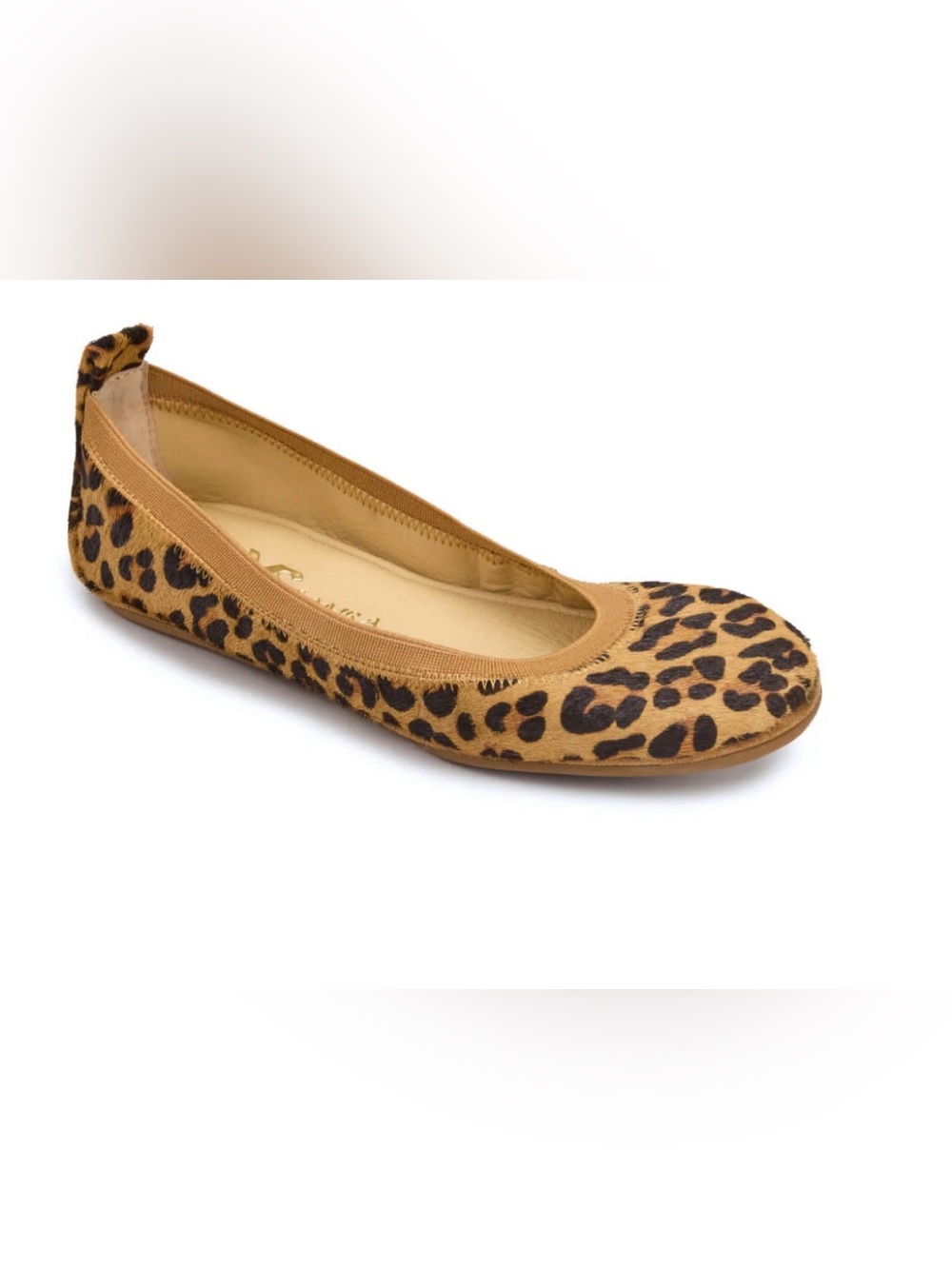 Yosi Samra Leopard-Print Ballet Flat in Tan and Black
